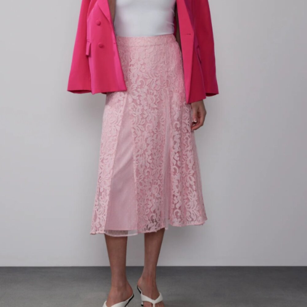 Lace Tulle Midi Skirt